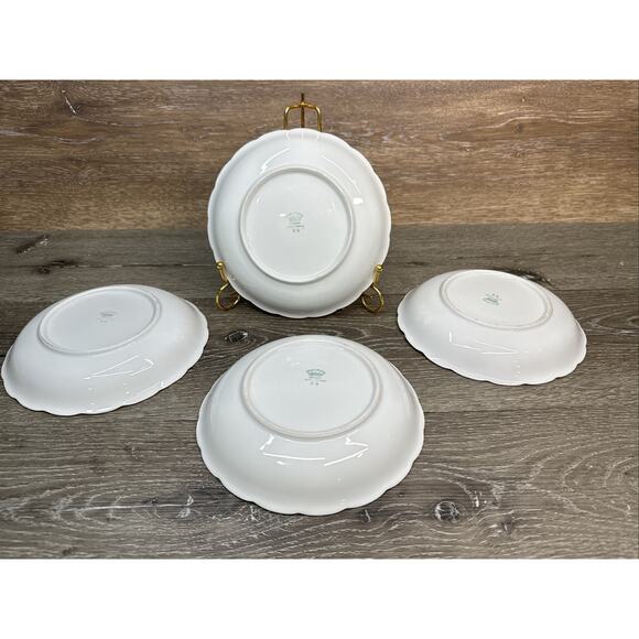 Crown Heiden Bavaria Porcelain Salad Plates 7.5” Scalloped Edge & Gold Rim-4 Pc - Picture 9 of 10